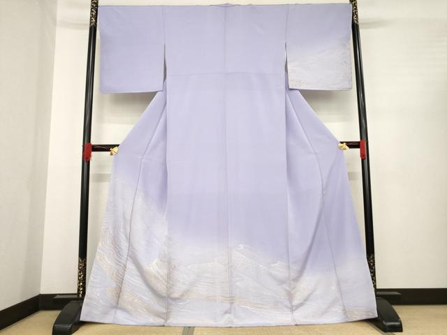 平和屋着物●訪問着　寿光織　砂丘　暈し染め　金銀糸　正絹　逸品　AABD9356ck