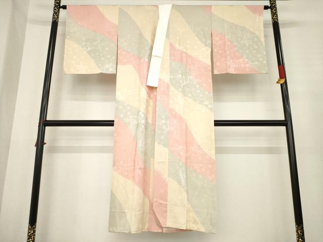 平和屋着物●長襦袢　無双仕立て　草花地紋　暈し染め　正絹　逸品　AABD9372ck