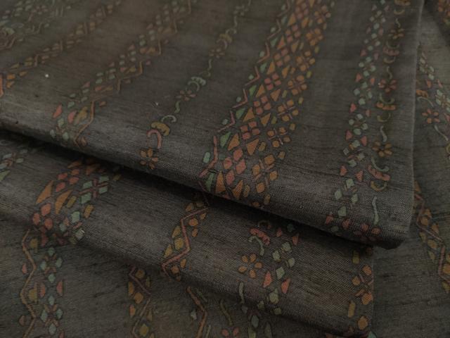 平和屋着物●上質な小紋　紬地　花間道　正絹　逸品　AABD9374ck