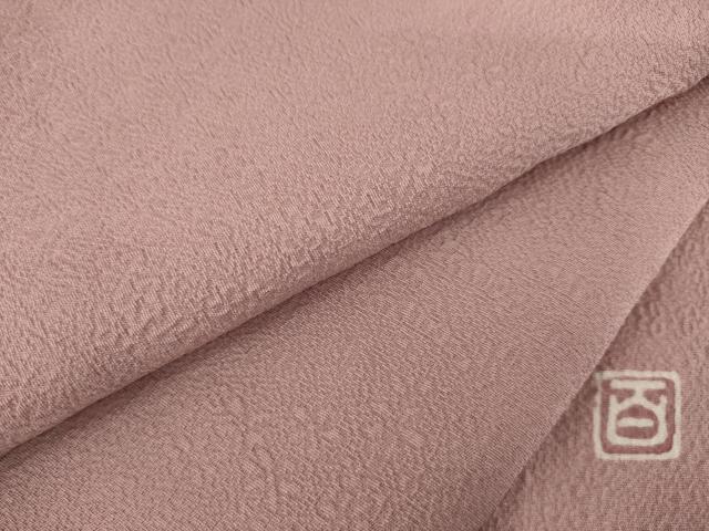 平和屋着物●京加賀友禅　百貫達雄　色無地　松地紋　退紅色　正絹　逸品　未使用　AABD9392ck