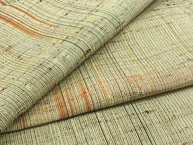 平和屋着物▽上質な紬　単衣　縞　逸品　AABD9402jh