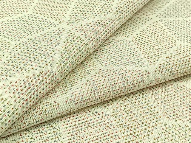 平和屋着物▽上質な紬　単衣　幾何学文様　正絹　逸品　AABD9421jh