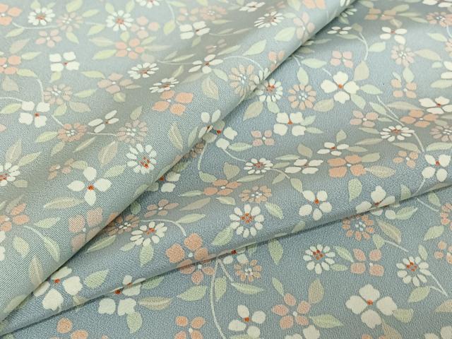 平和屋着物▽上質な小紋　単衣　草花文　正絹　逸品　AABD9452jh