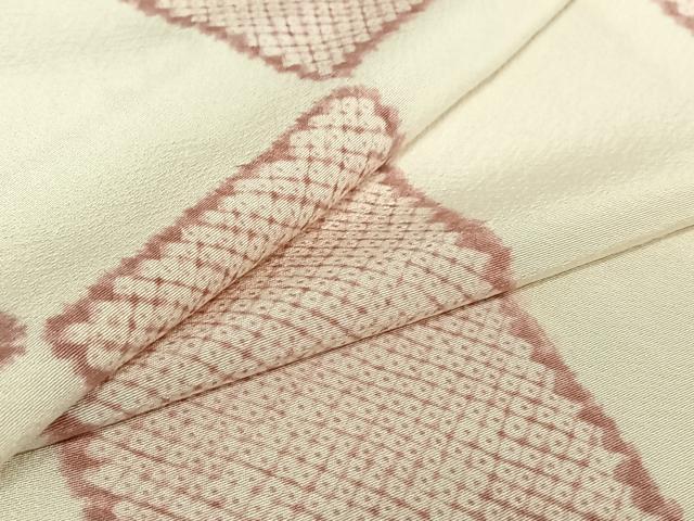 平和屋着物▽上質な小紋　単衣　市松文様　正絹　逸品　AABD9473jh