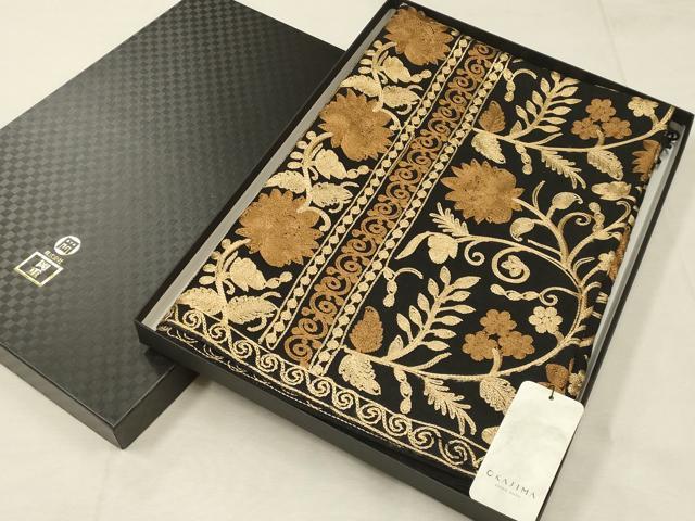 平和屋着物●和装小物　OKAJIMA　岡重謹製　ショール　ストール　インド刺繍　和装併用　防寒　レディース　逸品　AABD9798ay