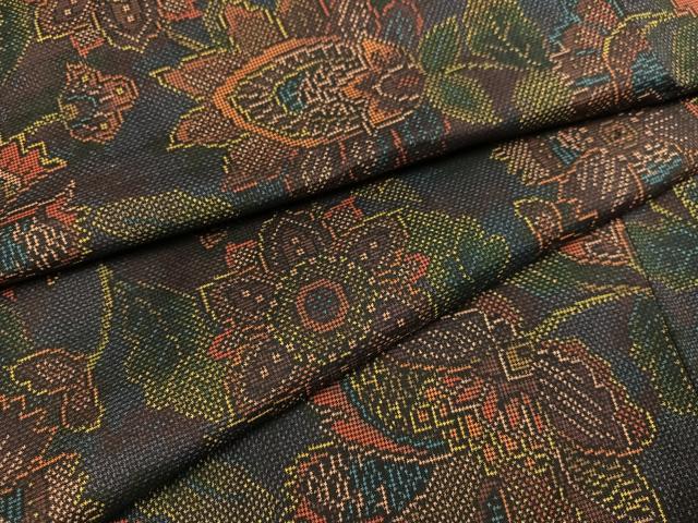 平和屋着物●本場大島紬　一元7マルキ　更紗文　正絹　逸品　AABD9819ph