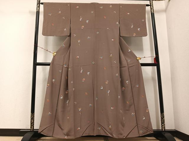 平和屋着物●上質な小紋　玩具文　金彩　正絹　逸品　AABD9829ph