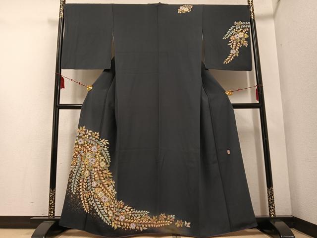 平和屋着物●越後十日町の一流染匠　桐屋・翠山工房　訪問着　辻が花　絞り　やまと誂製　金彩　正絹　逸品　AABD9832ph