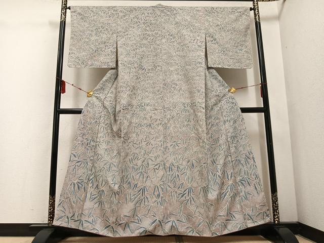 平和屋着物●訪問着　紬地　笹文　正絹　逸品　未使用　AABD9843ph