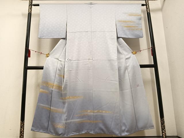 平和屋着物●人間国宝　福田喜三郎　訪問着　霞文　暈し染め　金彩　正絹　逸品　AABD9845ph