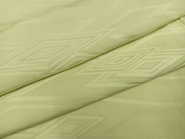 平和屋着物●上質な色無地　菱地紋　若菜色　正絹　逸品　AABD9860ph