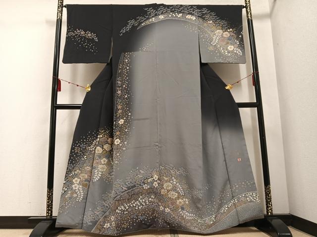 平和屋着物●訪問着　作家物　辻が花　吉野間道　暈し染め　金彩　正絹　逸品　AABD9869ph