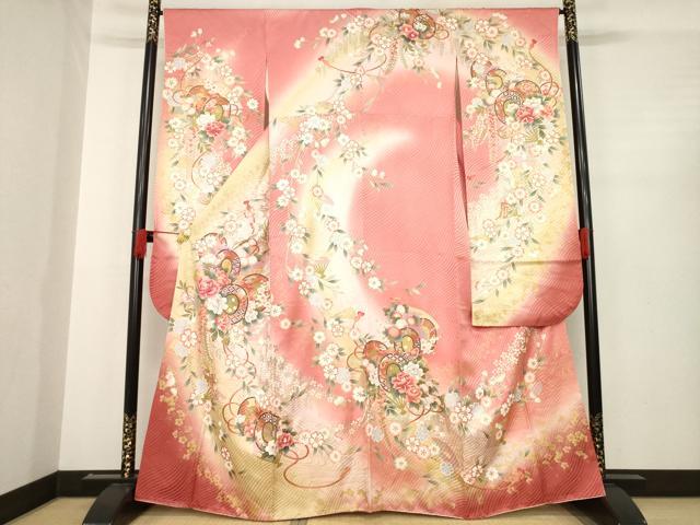平和屋着物●豪華振袖　花鼓文　暈し染め　金銀彩　正絹　逸品　AABD9907ck