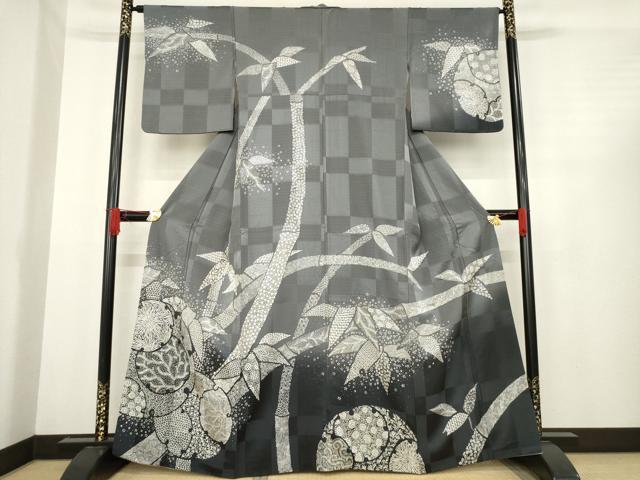 平和屋着物●訪問着　笹竹文　暈し染め　正絹　逸品　AABD9921ck