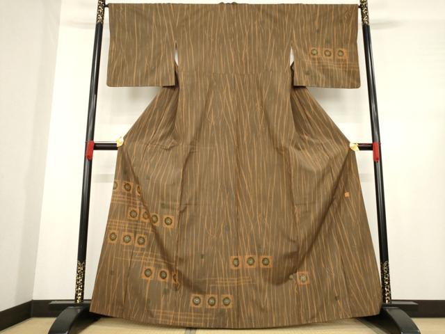 平和屋着物●石川県指定無形文化財　牛首紬　白山工房　手織り　訪問着　色紙花文　正絹　逸品　AABD9941ck