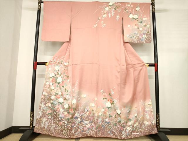 平和屋着物●訪問着　草花文　暈し染め　金彩　正絹　逸品　AABD9943ck