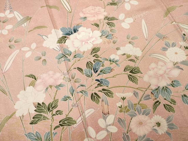 平和屋着物●訪問着　草花文　暈し染め　金彩　正絹　逸品　AABH7030ck_3