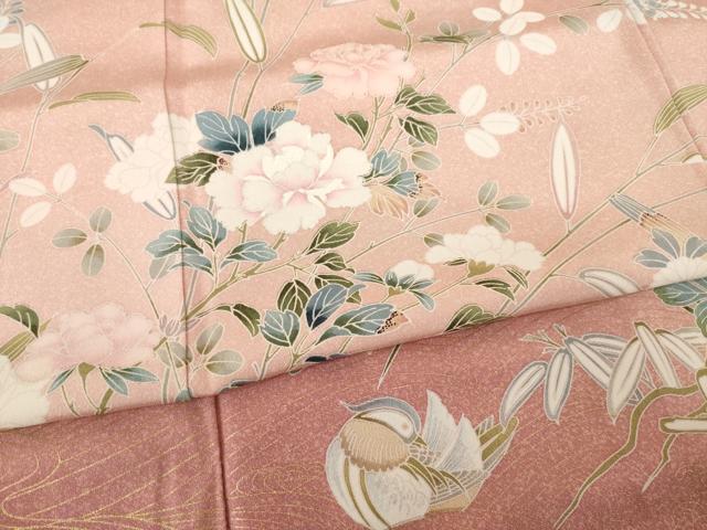 平和屋着物●訪問着　草花文　暈し染め　金彩　正絹　逸品　AABH7030ck_4