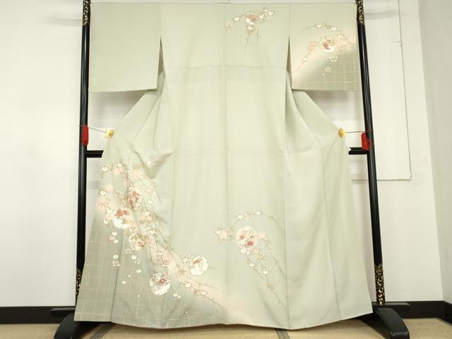 平和屋着物●訪問着　御所車雪輪枝花文　暈し染め　金彩　正絹　逸品　AABD9976cs