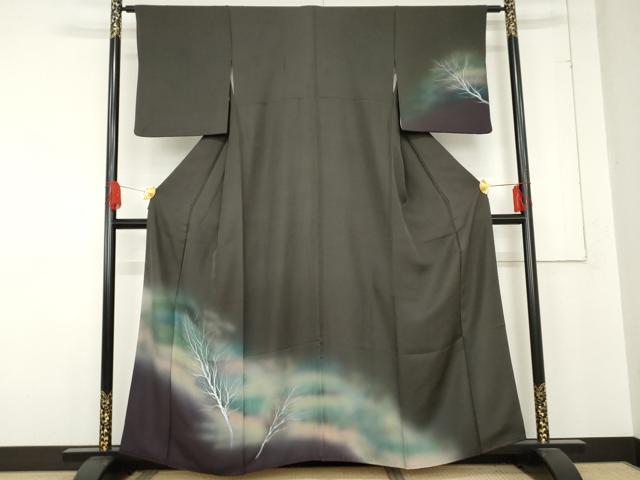 平和屋着物●訪問着　手描き　枝木文　暈し染め　正絹　逸品　AABE0028cs