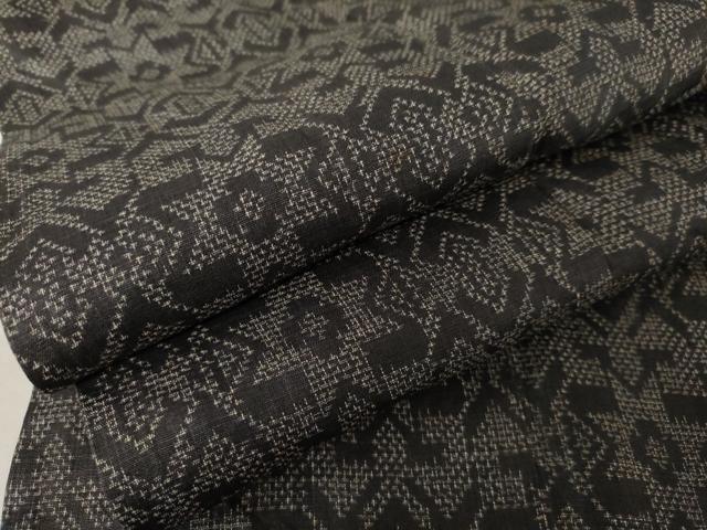 平和屋着物＊夏物　石川県指定無形文化財　能登上布　本麻手織上布　幾何学花文　麻麻逸品　AABE0047cs