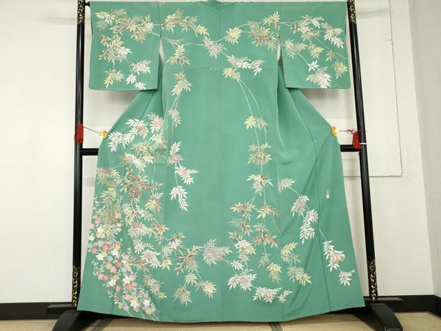 平和屋着物●京加賀友禅　松本健一　訪問着　南天枝花文　正絹　逸品　AABE0058cs