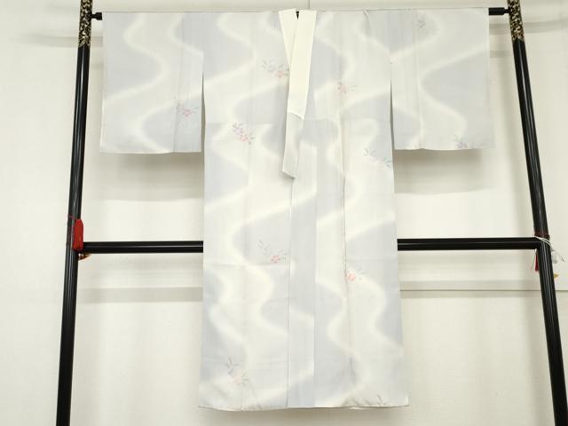 平和屋着物●長襦袢　袷　手描き　流水花文　暈し染め　金彩　正絹　逸品　未使用　AABE0077cs