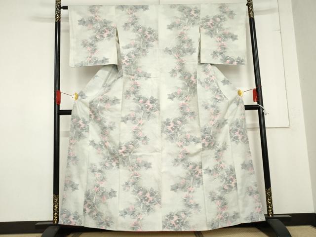 平和屋着物●上質な紬　花唐草文　正絹　逸品　未使用　AABE0090cs