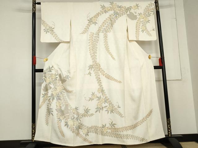 平和屋着物●訪問着　辻が花　総絞り　花蝶文　金彩　正絹　逸品　AABE0101cs