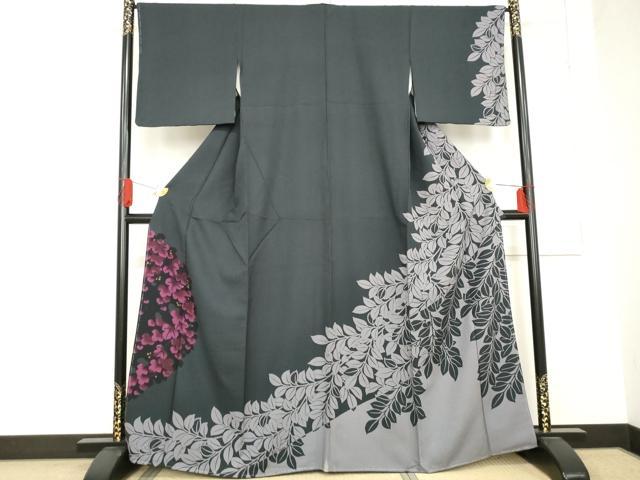 平和屋着物●訪問着　枝葉文　正絹　逸品　未使用　AABE0102cs