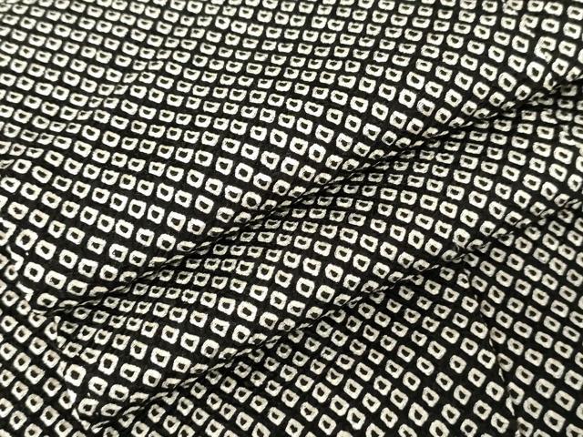 平和屋着物●大変加工の良い総絞り小紋　黒地　正絹　逸品　AABE0119cs