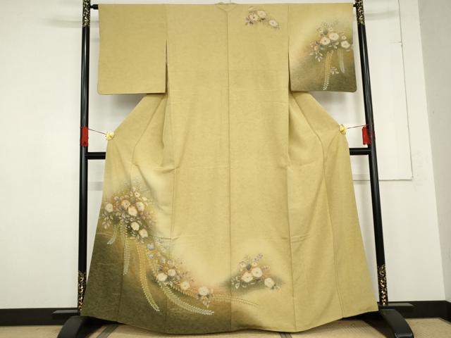 平和屋着物●訪問着　辻が花　絞り　暈し染め　金彩　正絹　逸品　AABE0123cs