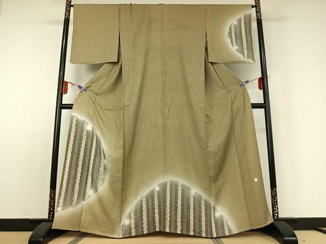 平和屋着物▽林淳一　訪問着　単衣　刺繍　雪輪文　暈し染め　金彩　金糸　正絹　逸品　AABE0208jh