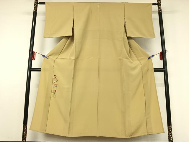 平和屋着物▽訪問着　単衣　総刺繍　駒刺繍　松竹梅文　金銀糸　正絹　逸品　AABE0210jh