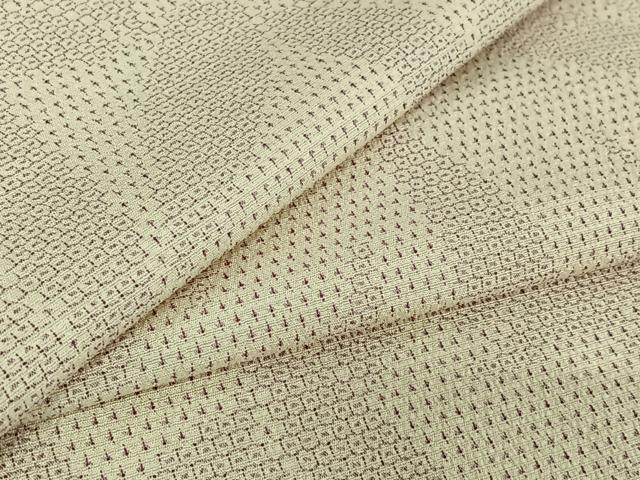 平和屋着物▽本塩沢　単衣　110亀甲　笹の葉文　正絹　逸品　AABE0233jh