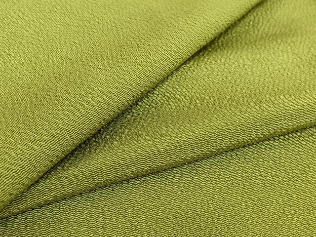 平和屋着物▽色無地　単衣　苗色　洗える着物　AABE0236jh