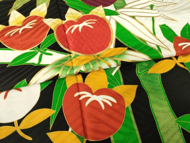 平和屋着物○豪華振袖 駒刺繍 橘 金彩 正絹 逸品 AABE0248ck