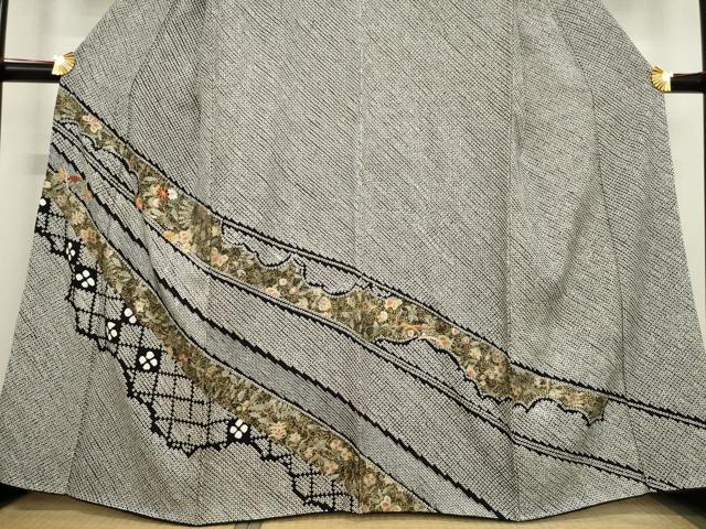 平和屋着物●訪問着　総絞り　刺繍　草花文　黒地　金彩　正絹　逸品　AABE0257ck 平和屋着物○訪問着 総絞り 刺繍 草花文 黒地 金彩 正絹 逸品 AABE0257ck