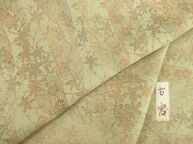 平和屋着物●上質な小紋　作家物　型染め　流水花文　正絹　逸品　AABE0258ck