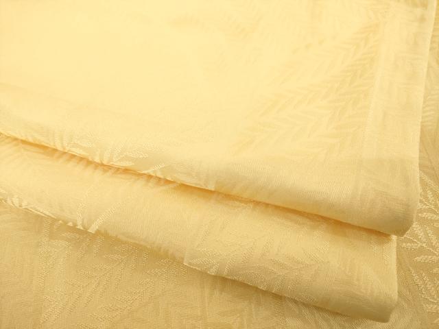 平和屋着物●上質な色無地　葉尽くし地紋　萱草色　正絹　逸品　AABE0283ck