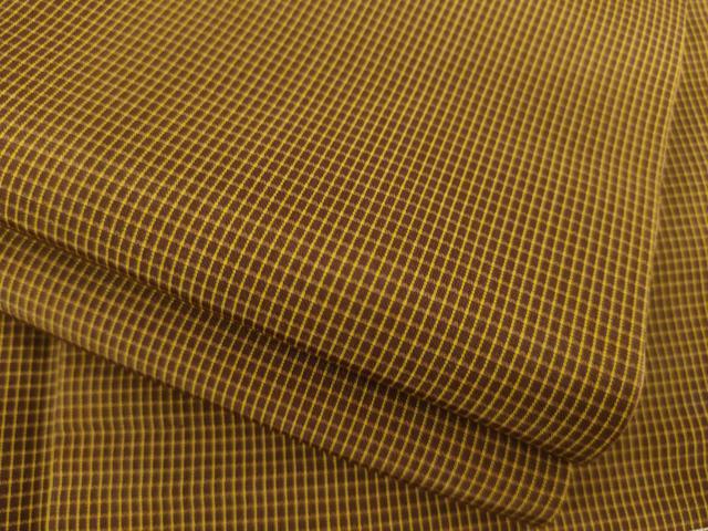 平和屋着物●黄八丈　格子　正絹　逸品　AABE0308ck