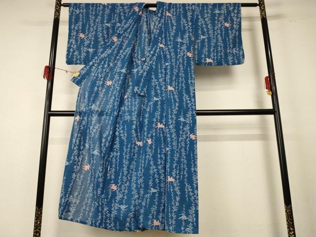 平和屋着物＊夏物　小紋　紗　飛鳥文　洗える着物　AABE0601jd_2