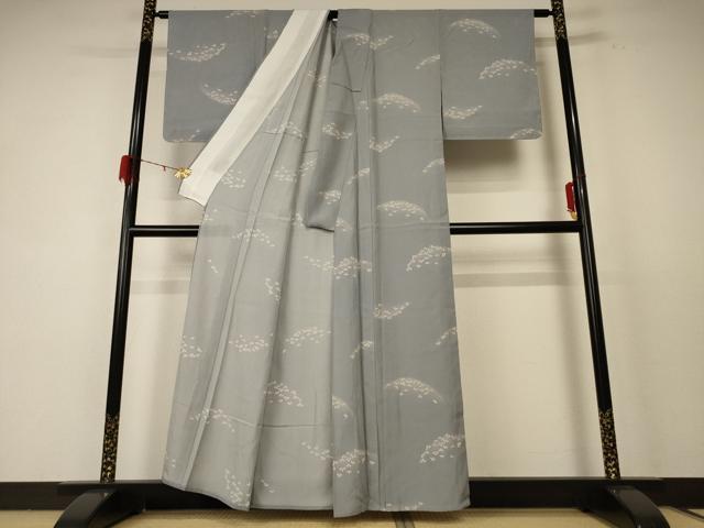 平和屋着物＊夏物　小紋　絽　舞花文　銀彩　正絹　逸品　未使用　AABE0608jd 平和屋着物＊夏物 小紋 絽 舞花文 銀彩 正絹 逸品 未使用 AABE0608jdの