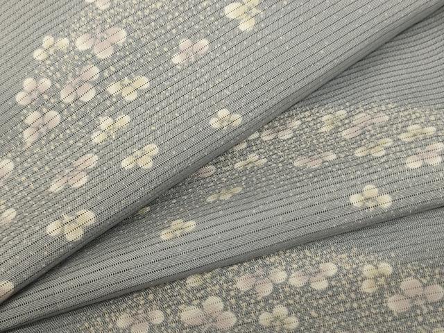 平和屋着物＊夏物　小紋　絽　舞花文　銀彩　正絹　逸品　未使用　AABE0608jd
