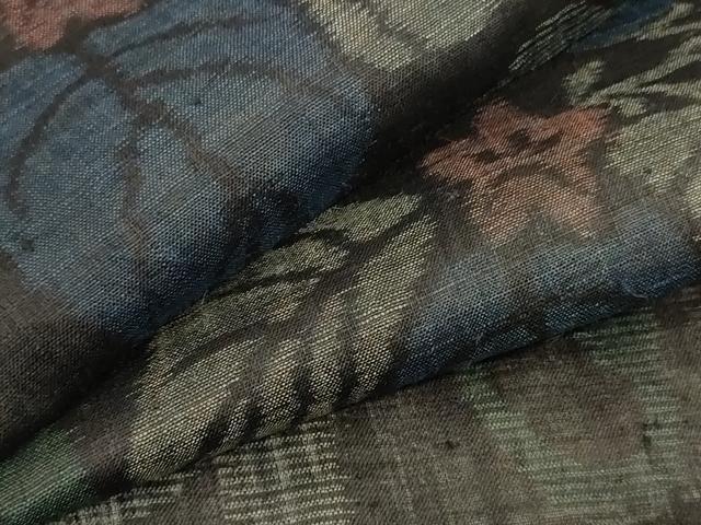 平和屋着物＊夏物　重要無形文化財　本場宮古上布　草花文　苧麻　逸品　AABE0648jd