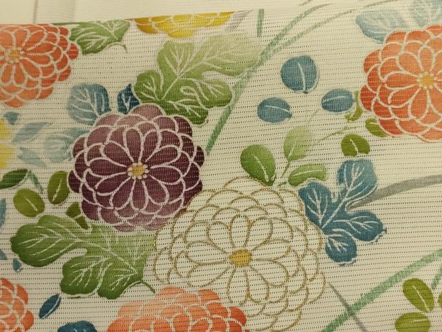 平和屋着物＊夏物　小紋　絽　草花文　金彩　正絹　逸品　AABE0661jd_5