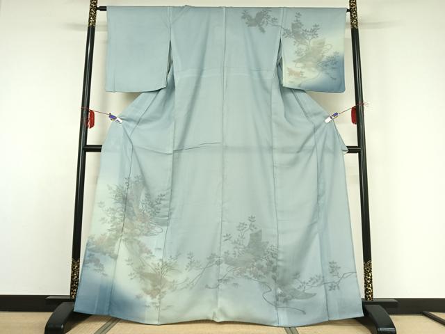 平和屋着物▽訪問着　無双　紗袷　紗×絽　短冊花文　正絹　逸品　AABE0686jh