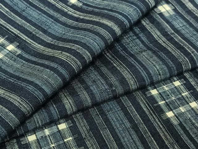 平和屋着物▽上質な紬　単衣　縞　正絹　逸品　AABE0695jh
