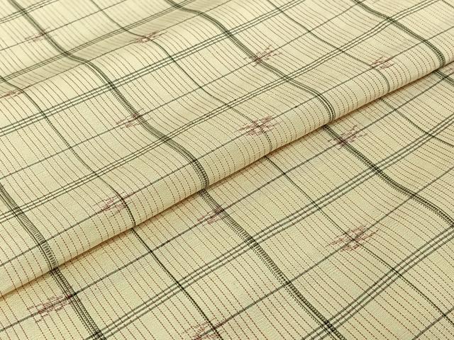 平和屋着物▽上質な紬　単衣　格子　正絹　逸品　AABE0698jh_4