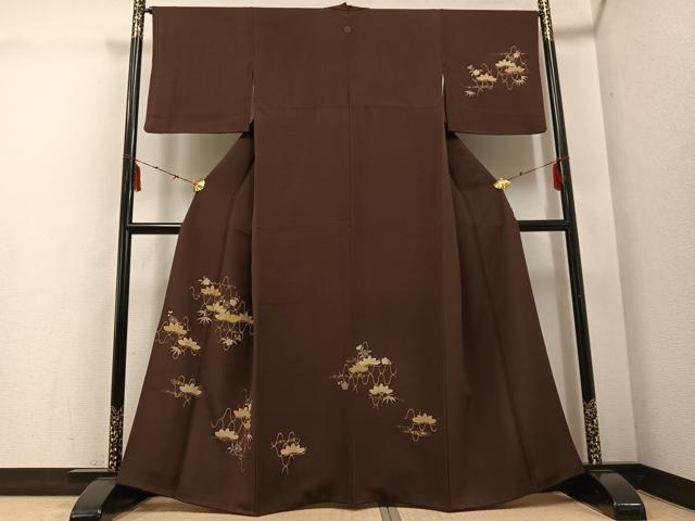 平和屋着物●訪問着　駒刺繍　松竹梅　金彩　正絹　逸品　AABE0737ph